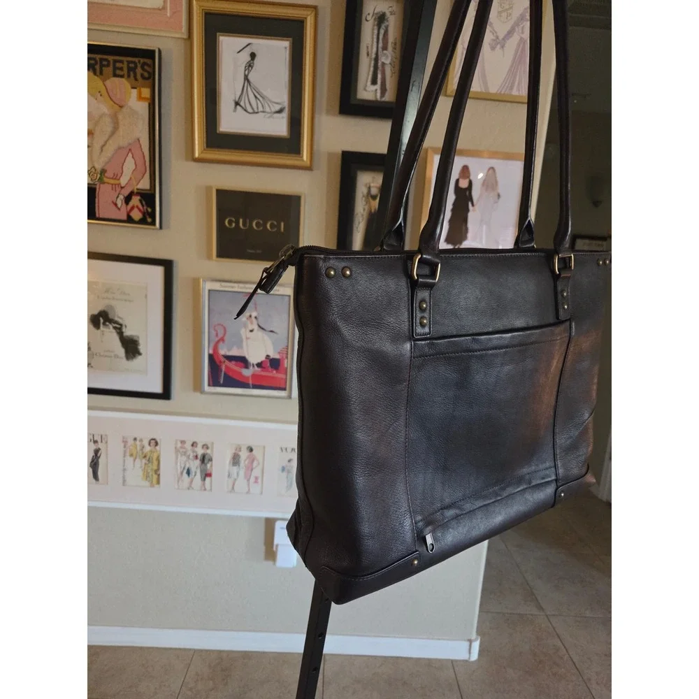 Solo New York Dark Brown Leather Laptop Tote Bag Professional Travel Work Bag